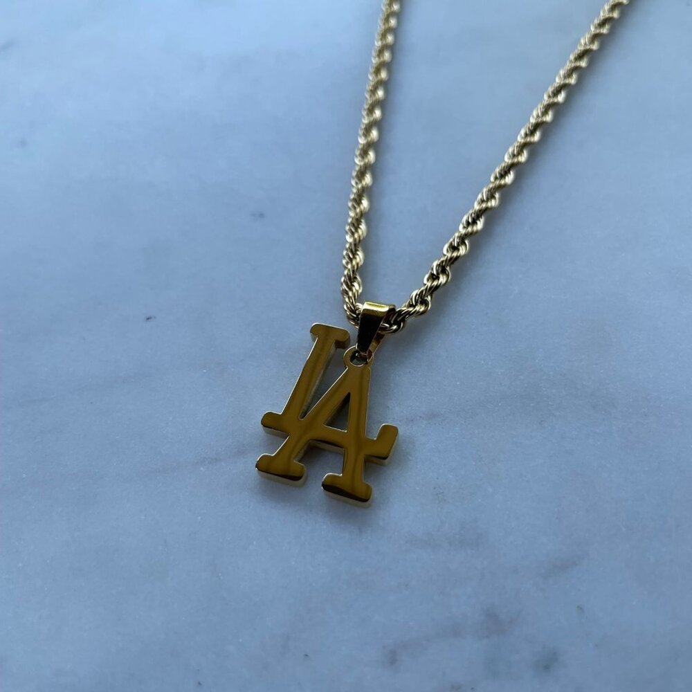 LA Dodgers Necklace - Los Angeles Dodgers - Gold 3mm Rope - Valentines Day Gift